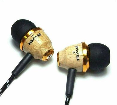 Ecouteurs intra-auriculaires AWEI ESQ5 Wood In-Ear Headphone Beige - 2