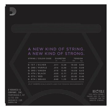 E-guitar strings D'Addario NYXL1149 Nickel Wound Electric Guitar Strings, Medium, 11-49 - 2