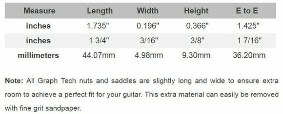Pièces détachées pour guitares Graphtech TUSQ XL PQL-6010-00 Blanc - 4