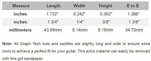 Pièces détachées pour guitares Graphtech TUSQ XL PQL-6060-00 Blanc - 4