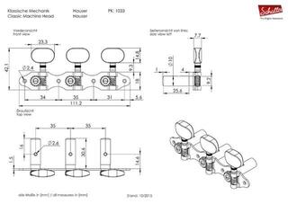 Ladící mechanika pro kytaru Schaller HNI 1 Baseplate 3 L Nickel Ladící mechanika pro kytaru - 1
