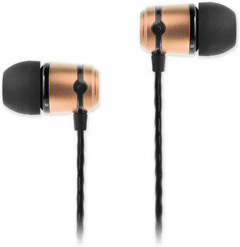 En la oreja los auriculares SoundMAGIC E50 Black-Gold - 2