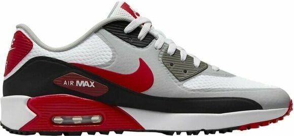 Calçado de golfe para homem Nike Air Max 90 G Mens Golf Shoes White/Black/Photon Dust/University Red 42,5 - 8