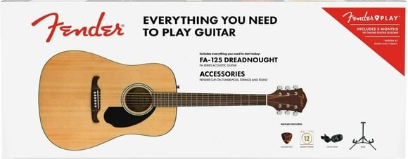 Akustická kytara Fender FA-125 Dreadnought Acoustic Pack WN Natural - 9