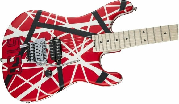 Electric guitar EVH Striped Series 5150 MN Red Black and White Stripes - 4