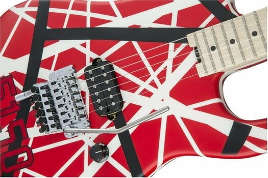 Electric guitar EVH Striped Series 5150 MN Red Black and White Stripes - 7