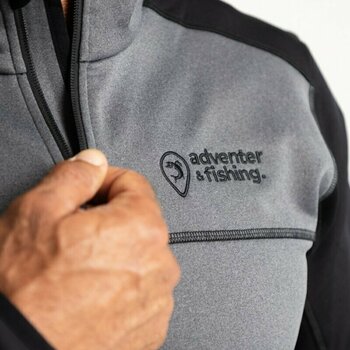 Huvtröja Adventer & fishing Huvtröja Warm Prostretch Sweatshirt Titanium/Black S - 6