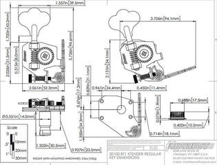 Тунинг част за бас китара Hipshot 20100N Никел Тунинг част за бас китара - 2