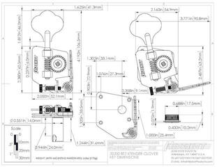 Tuning Machines for Bassguitars Hipshot 20200N Nickel Tuning Machines for Bassguitars - 1
