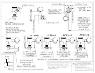 Ladící mechanika pro kytaru Hipshot 6K1EL0C Chrome Ladící mechanika pro kytaru - 2