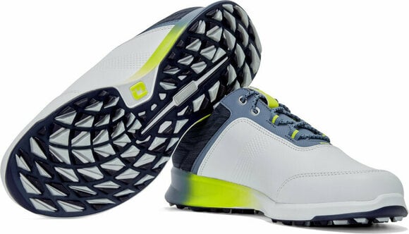 Chaussures de golf pour hommes Footjoy Stratos Mens Golf Shoes White/Navy/Green 40,5 - 7