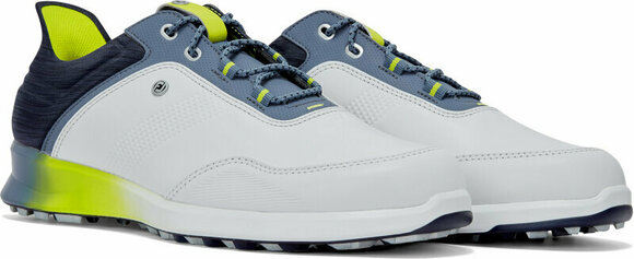 Calçado de golfe para homem Footjoy Stratos Mens Golf Shoes White/Navy/Green 42,5 - 6