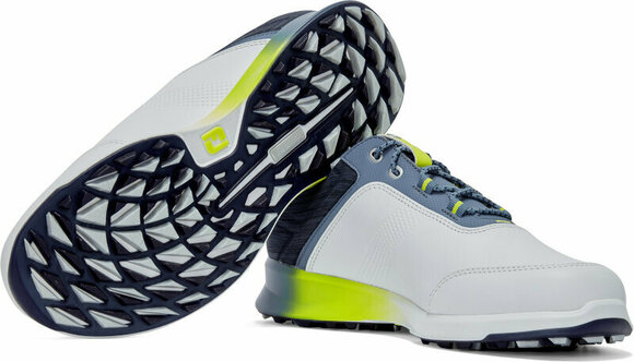 Chaussures de golf pour hommes Footjoy Stratos Mens Golf Shoes White/Navy/Green 42,5 - 7