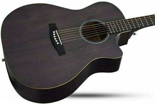 Jumbo Guitar Schecter Deluxe Acoustic Satin SeeThru Black - 2
