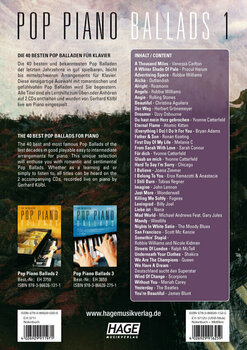 Noder til klaverer HAGE Musikverlag Pop Piano Ballads 1 (2x CD) - 2