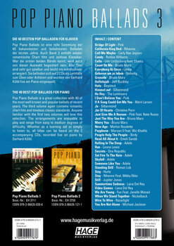 Partitura para pianos HAGE Musikverlag Pop Piano Ballads 3 (2x CD) - 2