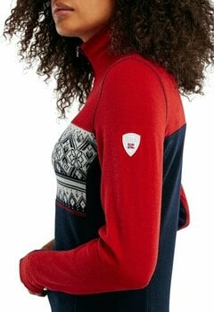 Ski T-shirt /hættetrøje Dale of Norway Moritz Basic Womens Sweater Superfine Merino Raspberry/Navy/Off White M Jumper - 5