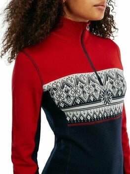 Bluzy i koszulki Dale of Norway Moritz Basic Womens Sweater Superfine Merino Raspberry/Navy/Off White M Sweter - 6