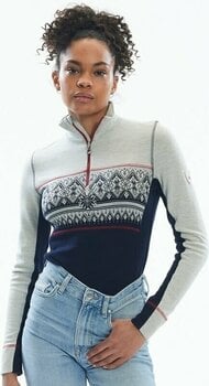 T-shirt/casaco com capuz para esqui Dale of Norway Moritz Basic Womens Sweater Superfine Merino Navy/White/Raspberry L Ponte - 2