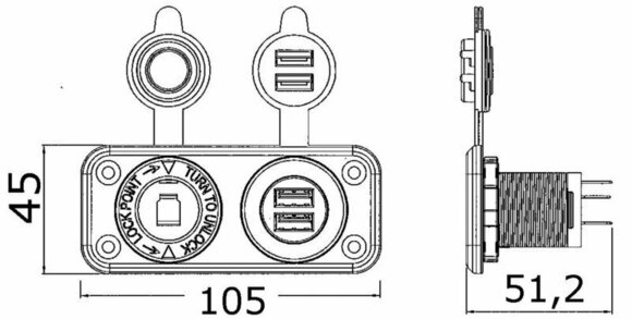 Priză pentru barci Osculati Lighter socket + Double USB - 2