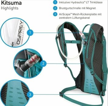 Cycling backpack and accessories Osprey Kitsuma Teal Reef Backpack - 4