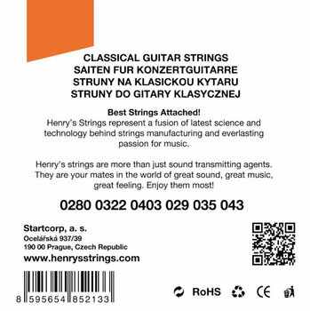 Νάιλον Χορδές για Κλασική Κιθάρα Henry's Nylon Silver Ball End 0280-043 S - 2