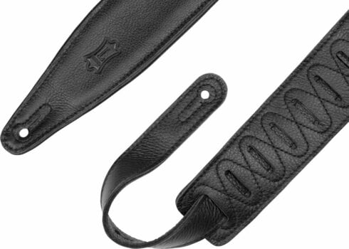 Leather guitar strap Levys MG317MP-BLK-BLK Leather guitar strap Black/Black - 4
