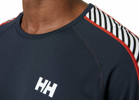 Thermal Underwear Helly Hansen Men's Lifa Active Stripe Crew Base Layer Navy 2XL Thermal Underwear - 5