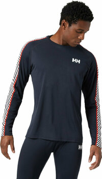 Thermal Underwear Helly Hansen Men's Lifa Active Stripe Crew Base Layer Navy M Thermal Underwear - 3