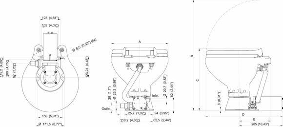 Veneen sähkökäyttöinen WC SPX FLOW AquaT Standard Electric Compact Veneen sähkökäyttöinen WC - 8