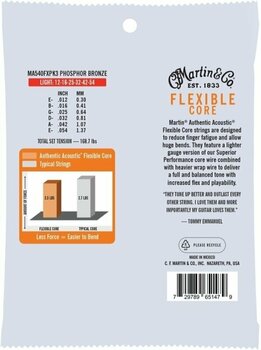 Guitar strings Martin Authentic Flexible Core 92/8 Phosphor Bronze Light 3-Pack - 2