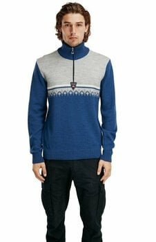 T-shirt/casaco com capuz para esqui Dale of Norway Lahti Mens Knit Sweater Indigo/Light Charcoal/Off White 2XL Ponte - 4