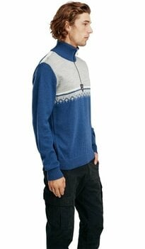 T-shirt/casaco com capuz para esqui Dale of Norway Lahti Mens Knit Sweater Indigo/Light Charcoal/Off White 2XL Ponte - 5