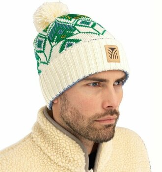Ski Beanie Dale of Norway Vilja Unisex Wool Hat Off White/Bright Green/Blue Shadow UNI Ski Beanie - 3
