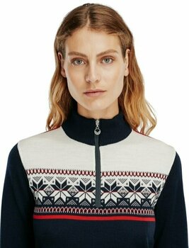 Ski T-shirt /hættetrøje Dale of Norway Liberg Womens Sweater Marine/Off White/Raspberry M Jumper - 2