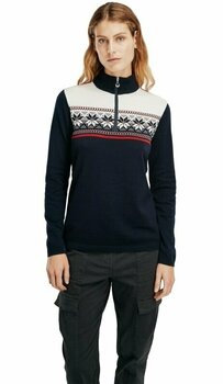 T-shirt/casaco com capuz para esqui Dale of Norway Liberg Womens Sweater Marine/Off White/Raspberry XL Ponte - 4