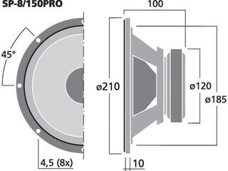 Basový reproduktor / subwoofer Monacor SP-8/150PRO Basový reproduktor / subwoofer - 1