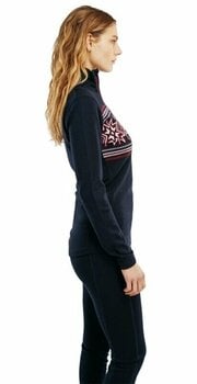 Ski-trui en T-shirt Dale of Norway Olympia Basic Womens Sweater Navy/Rasperry/Off White S Trui - 4