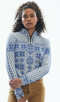 T-shirt/casaco com capuz para esqui Dale of Norway Peace Womens Knit Sweater Off White/Ultramarine M Ponte - 3