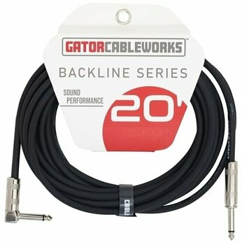 Инструментален кабел Gator Cableworks Backline Series Strt to RA instrument Черeн 6 m Директен - Ъглов - 2