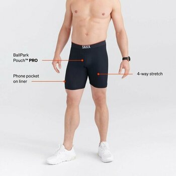 Fitness Underwear SAXX Training Short Long Boxer Brief Black M Fitness Underwear - 6