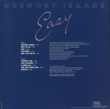 Vinyl Record Gregory Isaacs - Easy (LP) - 4