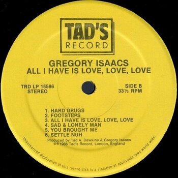 Vinyl Record Gregory Isaacs - All I Have Is Love, Love (LP) - 3