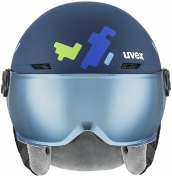 Ski Helmet UVEX Rocket Junior Visor Blue Puzzle Mat 51-55 cm Ski Helmet - 2