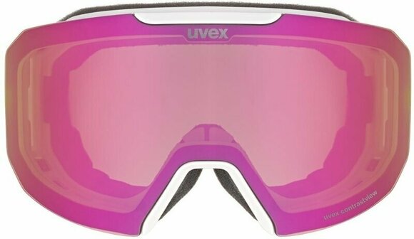 Ski-bril UVEX Evidnt Attract White Mat Mirror Rose/Contrastview Green Lasergold Lite Ski-bril - 2