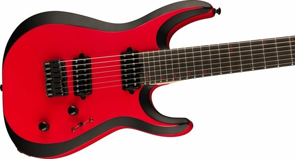 7-string Electric Guitar Jackson Pro Plus Series DK Modern MDK7 HT EB Satin Red with Black bevels - 3