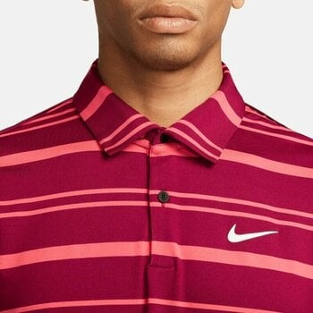 Poloshirt Nike Dri-Fit Tour Mens Polo Shirt Stripe Noble Red/Ember Glow/White L - 3