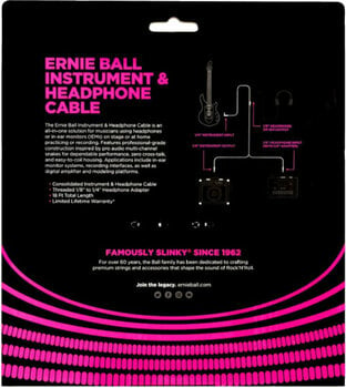 Instrument Cable Ernie Ball Instrument and Headphone Cable Black 50,5 cm Straight - Angled - 3
