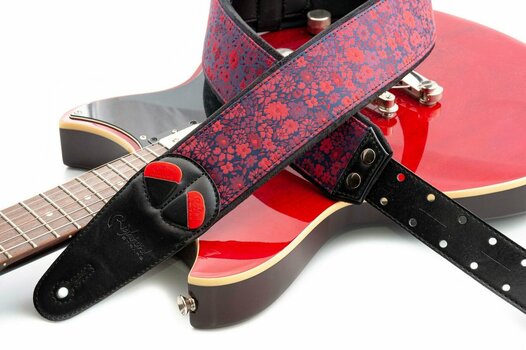 Textile guitar strap RightOnStraps Daisy Red - 7