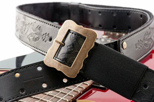 Leather guitar strap RightOnStraps Legend BM Bohemian Vegan Leather guitar strap Black - 9
